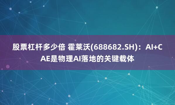 股票杠杆多少倍 霍莱沃(688682.SH)：AI+CAE是物理AI落地的关键载体