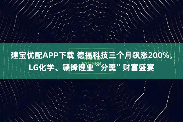 建宝优配APP下载 德福科技三个月飙涨200%，LG化学、赣锋锂业“分羹”财富盛宴